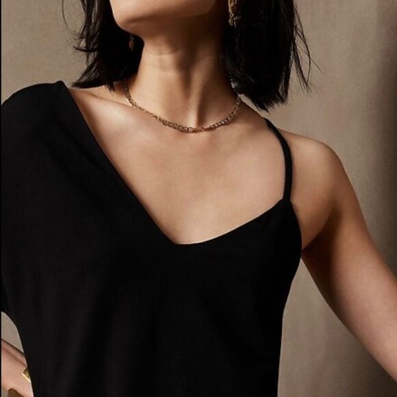 BANANA REPUBLIC Knot Mini Dress, Black, Size Medium Tall - Picture 2 of 8